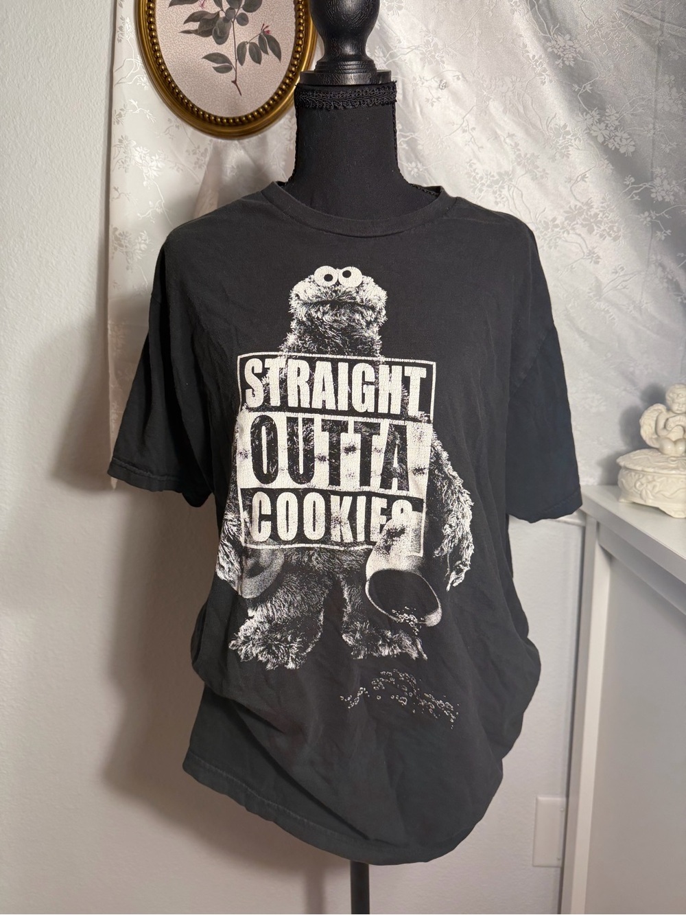 Sesame Street Black Graphic Cookie Monster Tee